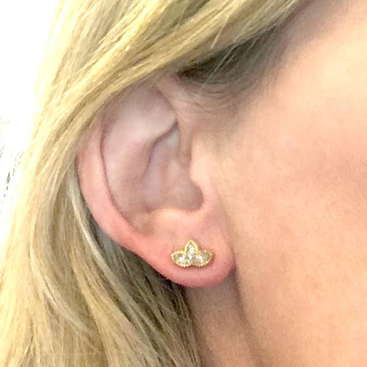 Jessica Elliot Jewelry - Wholesale Stud/Post Earrings - Gold over sterling Lotus Blossom Studs with Swarovski 2