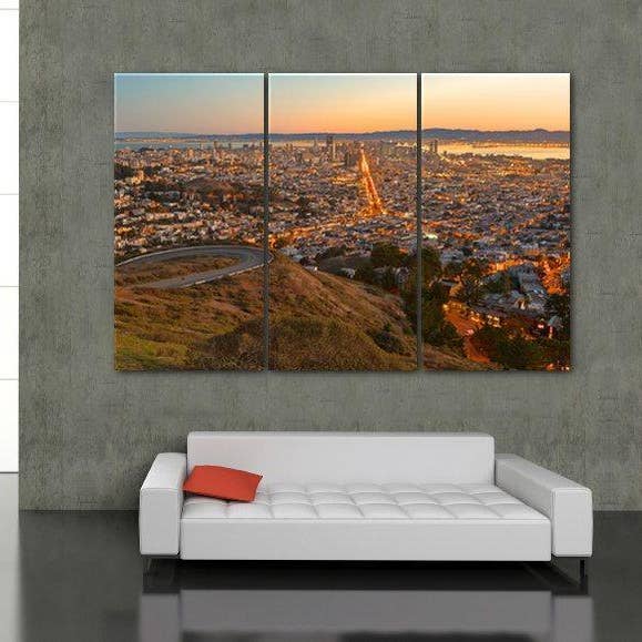 64'' x 40'' San Francisco Skyline Canvas Wall Art for wholesale by HolyCowCanvas