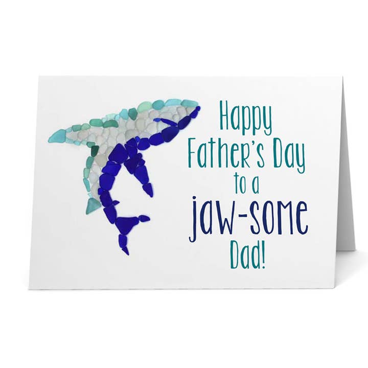 Sea Glass Shark Happy Father's Day To A Jaw Some Dad Card for wholesale by Beachcombing / Etched by the Sea