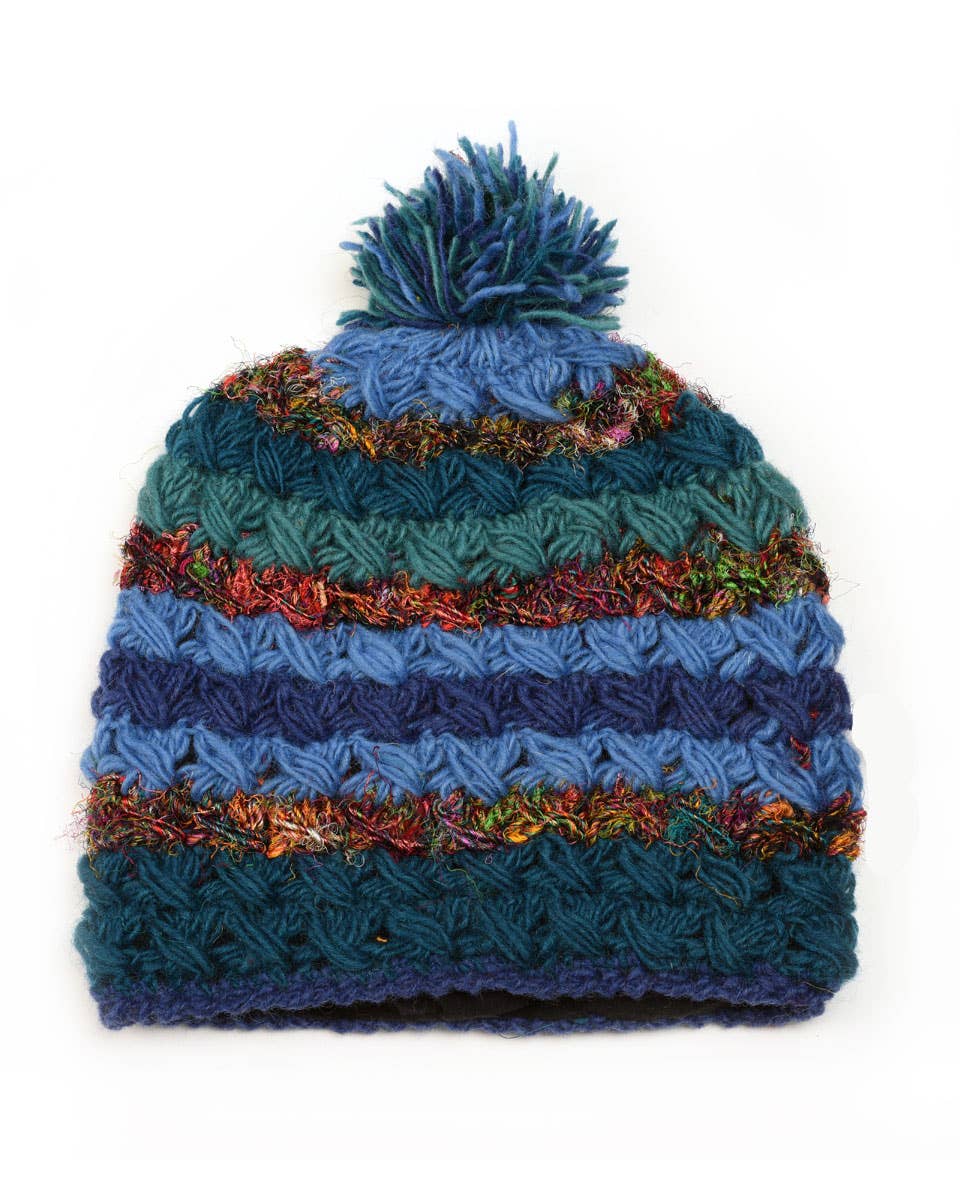 Zig Zag Asian Collection - Wholesale Beanie - Women's - Crochet Beanie Hat with Silk2