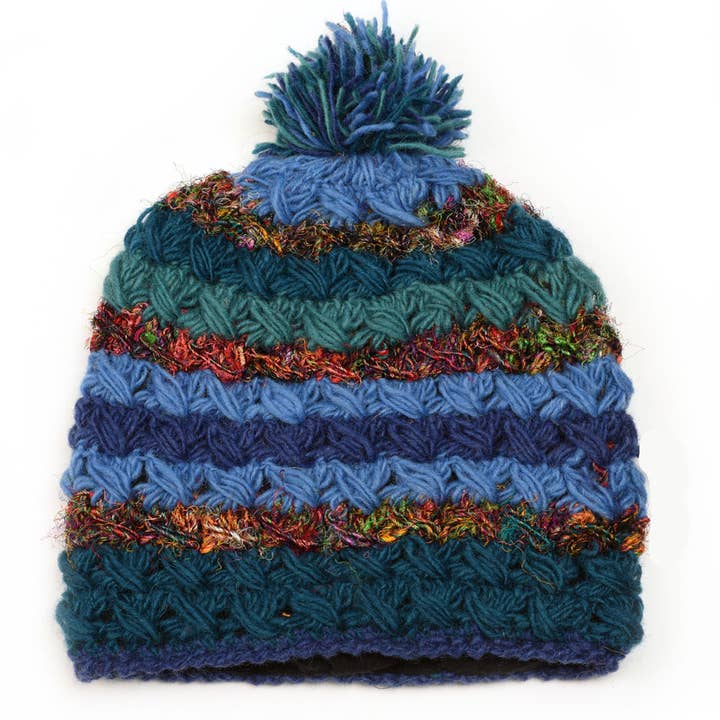 Zig Zag Asian Collection - Wholesale Beanie - Women's - Crochet Beanie Hat with Silk2