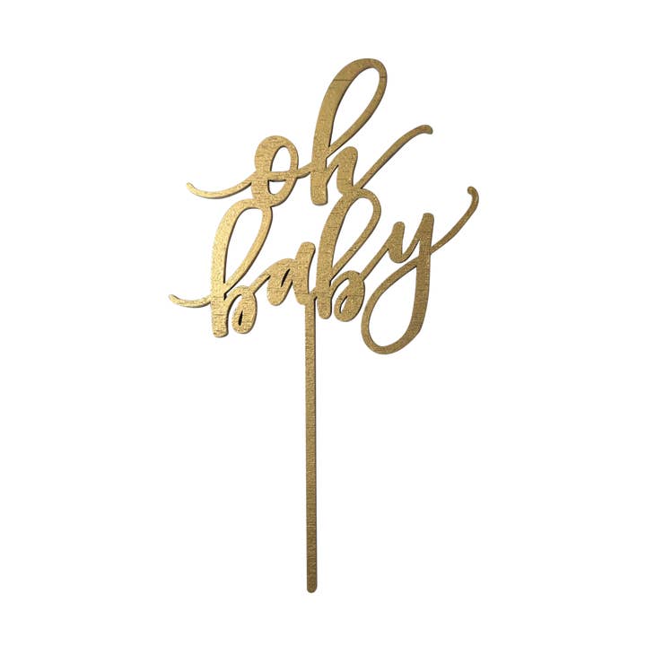 Oh Baby Cake Topper - Gold for wholesale by Worthwrite Goods