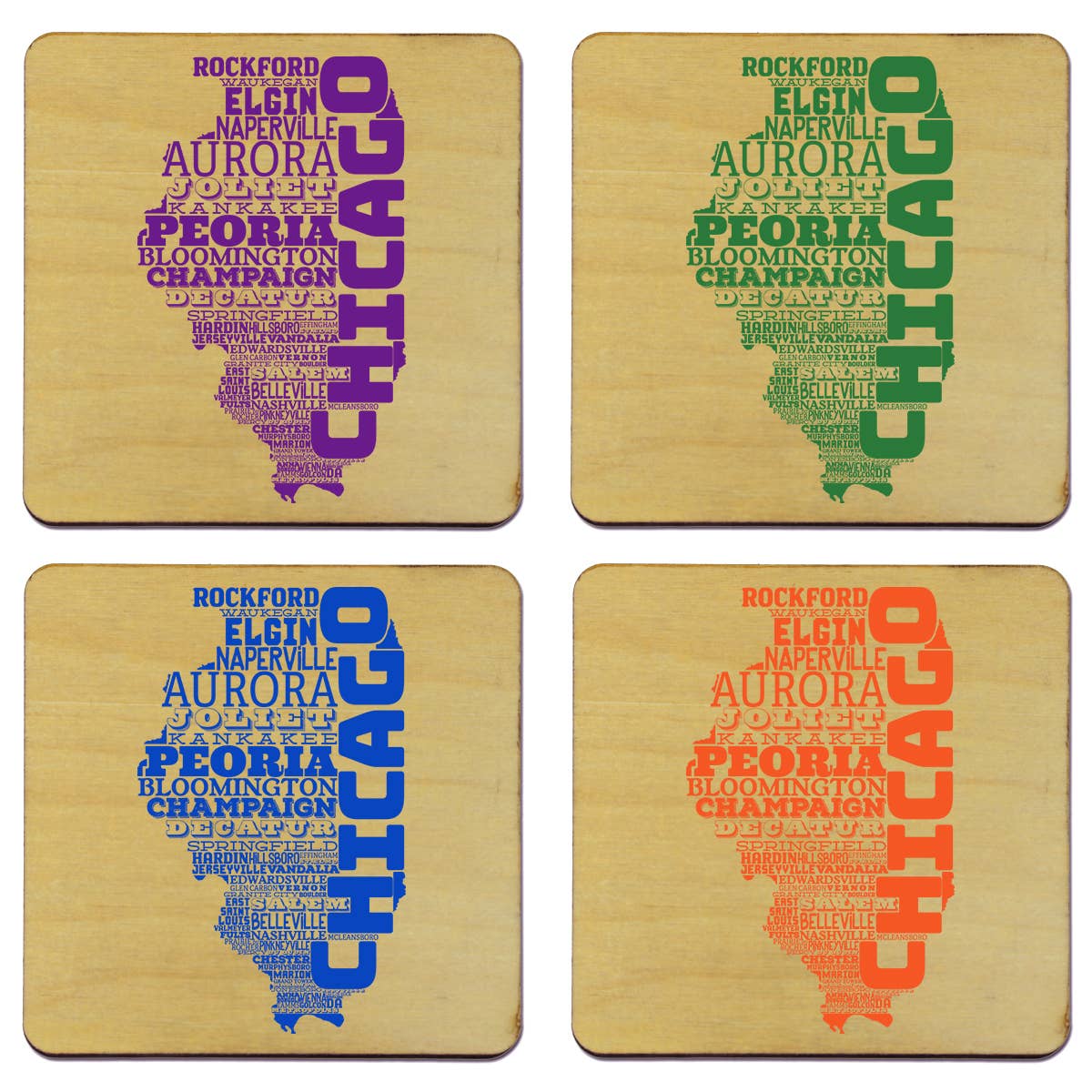 Torched Products - Wholesale Coasters - State Typography Coaster- Set of 415