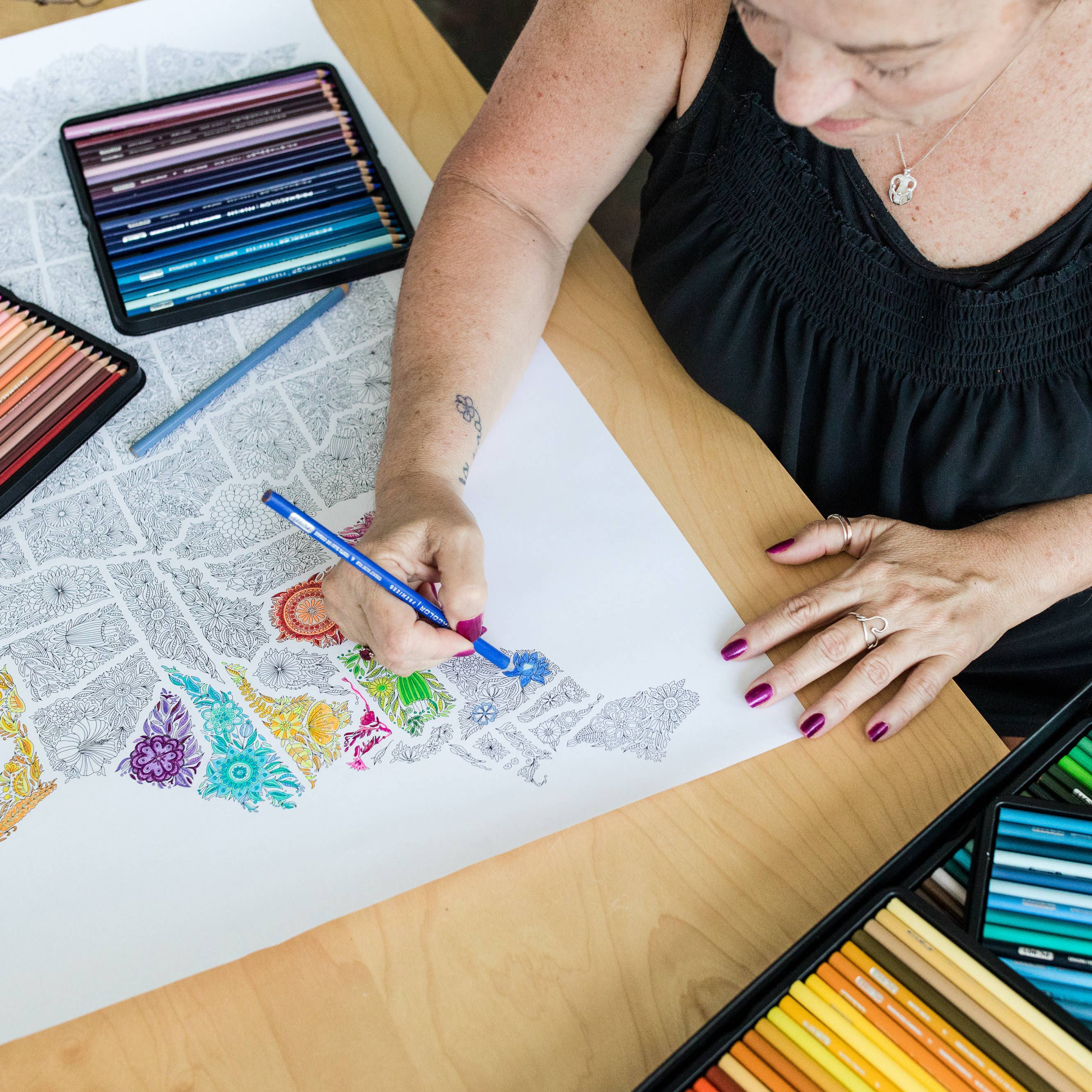 Anna Grunduls Design - Venta al por mayor Libro para colorear - Adultos - Flores Estados Unidos Mapa para colorear7