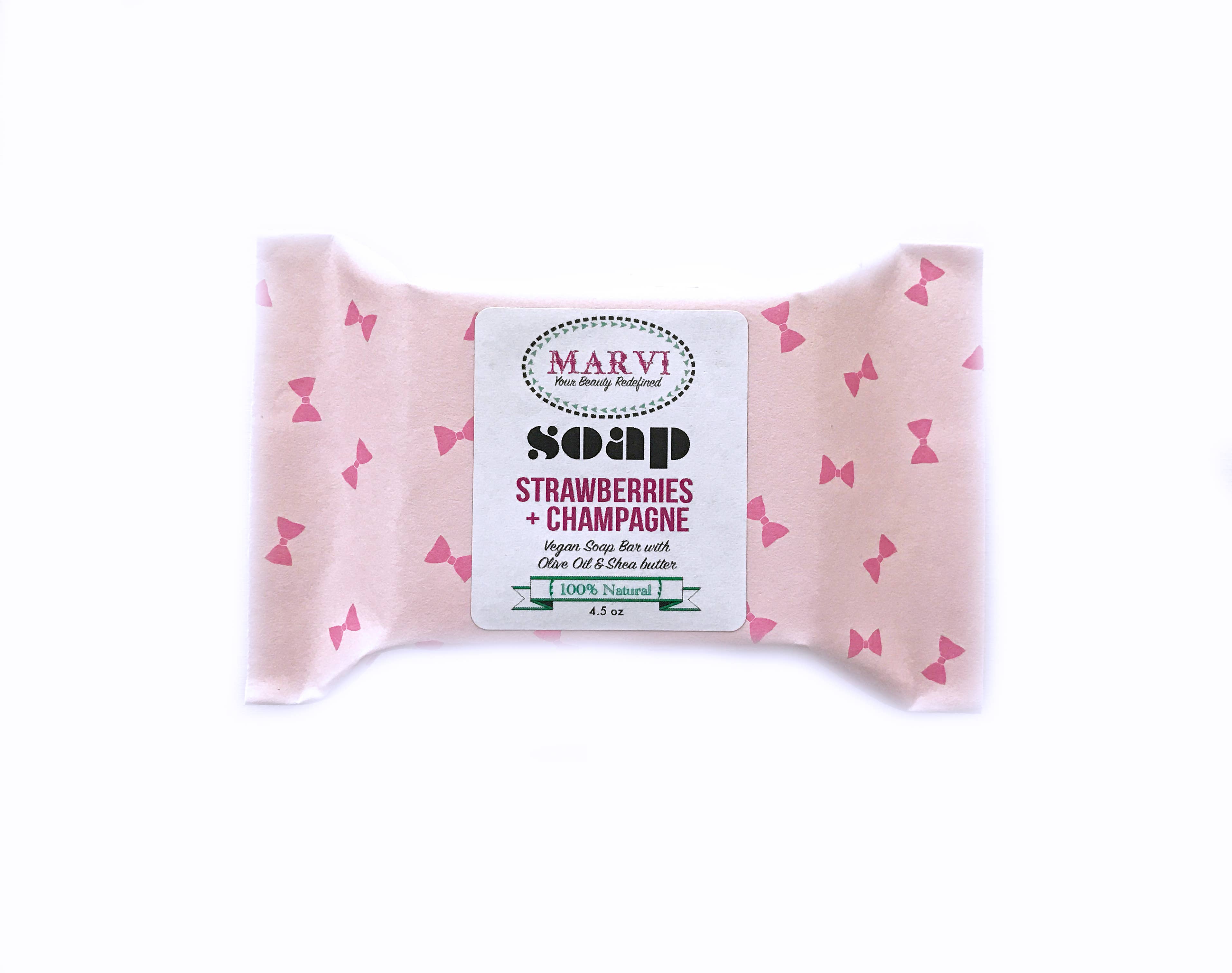 Marvi Beauty - Wholesale Bar Soap - Strawberries + Champagne Soap3