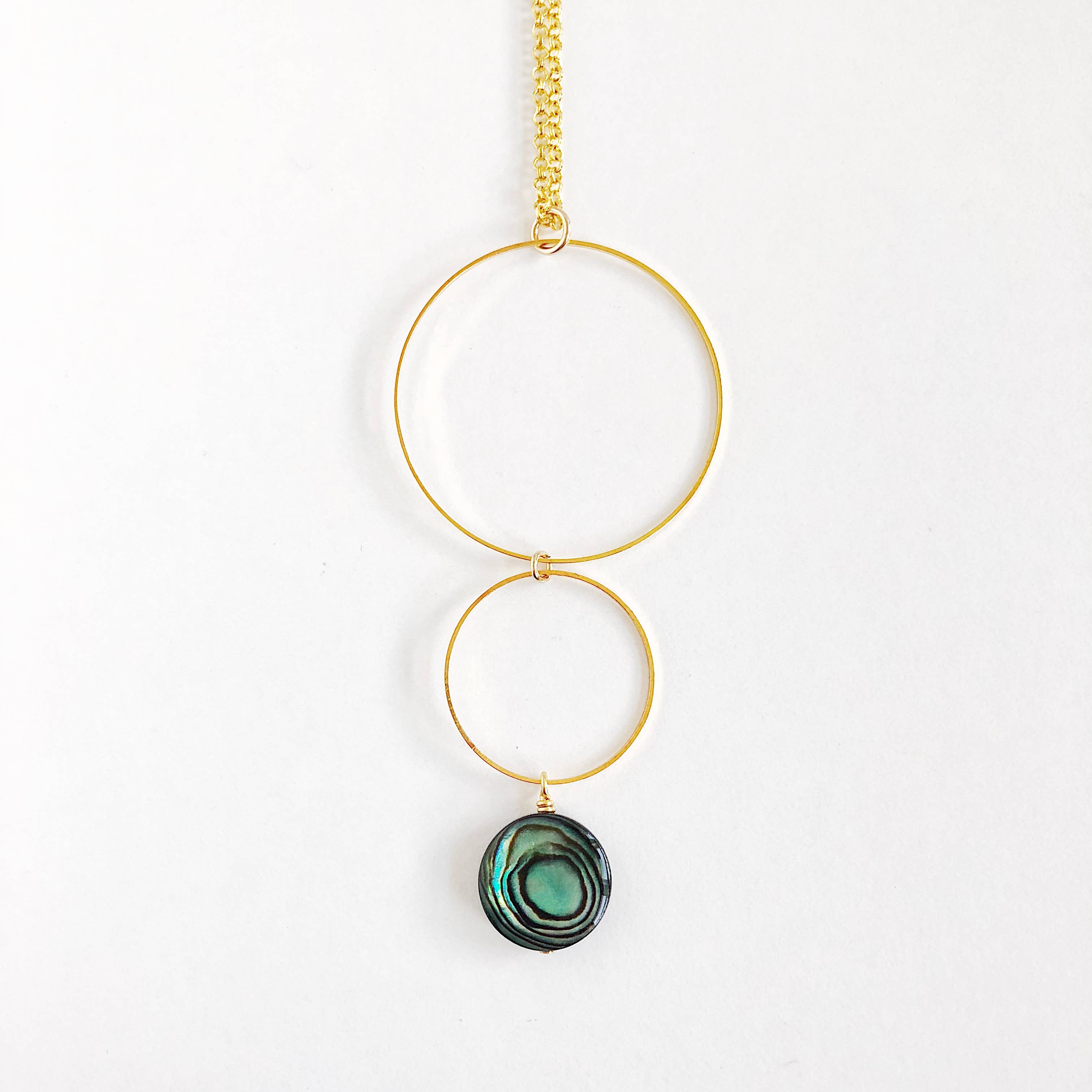 Third & Co. Studio - Wholesale Pendant/Charm Necklace - Lightweight Abalone And Brass Circles Necklace0