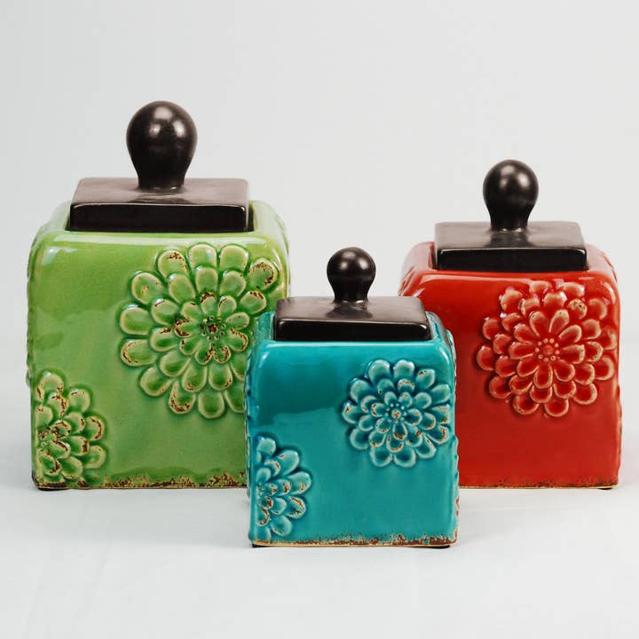 Floral Design Canister Set for wholesale by Drew Derose Design