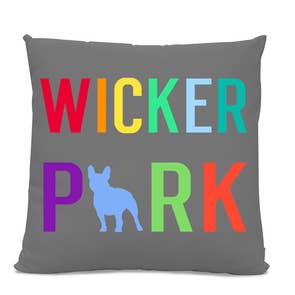 Osier Park Oreiller en coton sergé gris bouledogue français 14" x 20" - Lombaire pour la vente par Sophisticated Pup