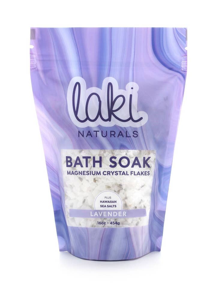 16 oz Lavender Magnesium Flake Soak for wholesale by Laki Naturals