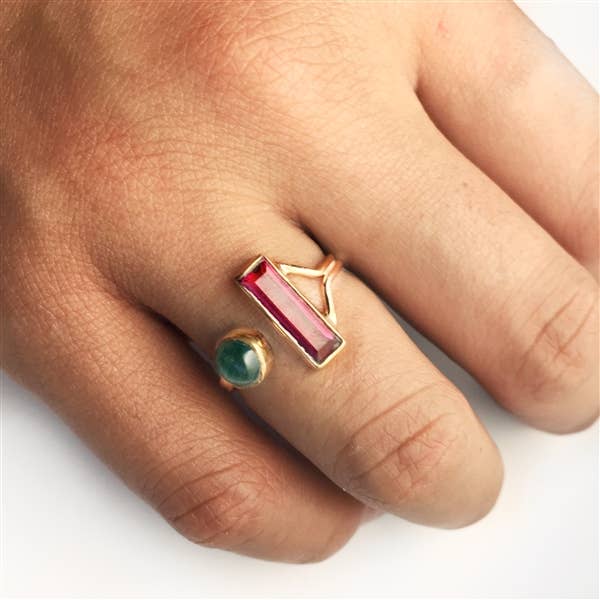 Great Falls Jewelry – Anel de cocktail/declaração por atacado – Anel de turmalina encantador ajustável1