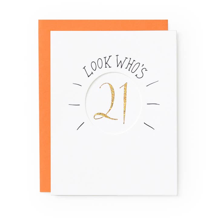 Veintiuno | Tarjeta de cumpleaños hito para venta al por mayor de Wild Ink Press