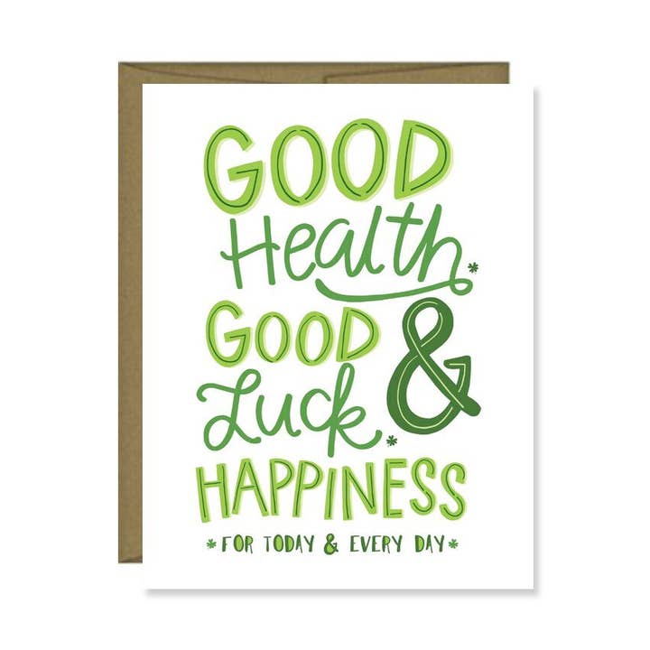 Karte „Gute Gesundheit, Glück und Glückseligkeit“ für den Großhandel von Pen & Paint