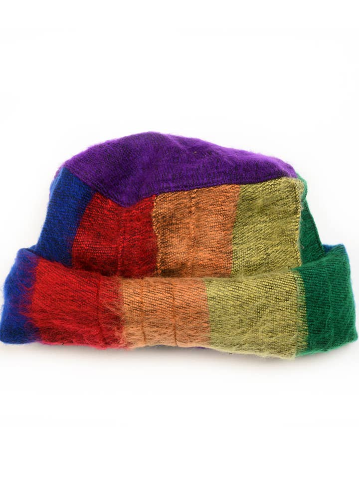 Rainbow Brushed Woven Pushtun Beanie Hat for wholesale by Zig Zag Asian Collection