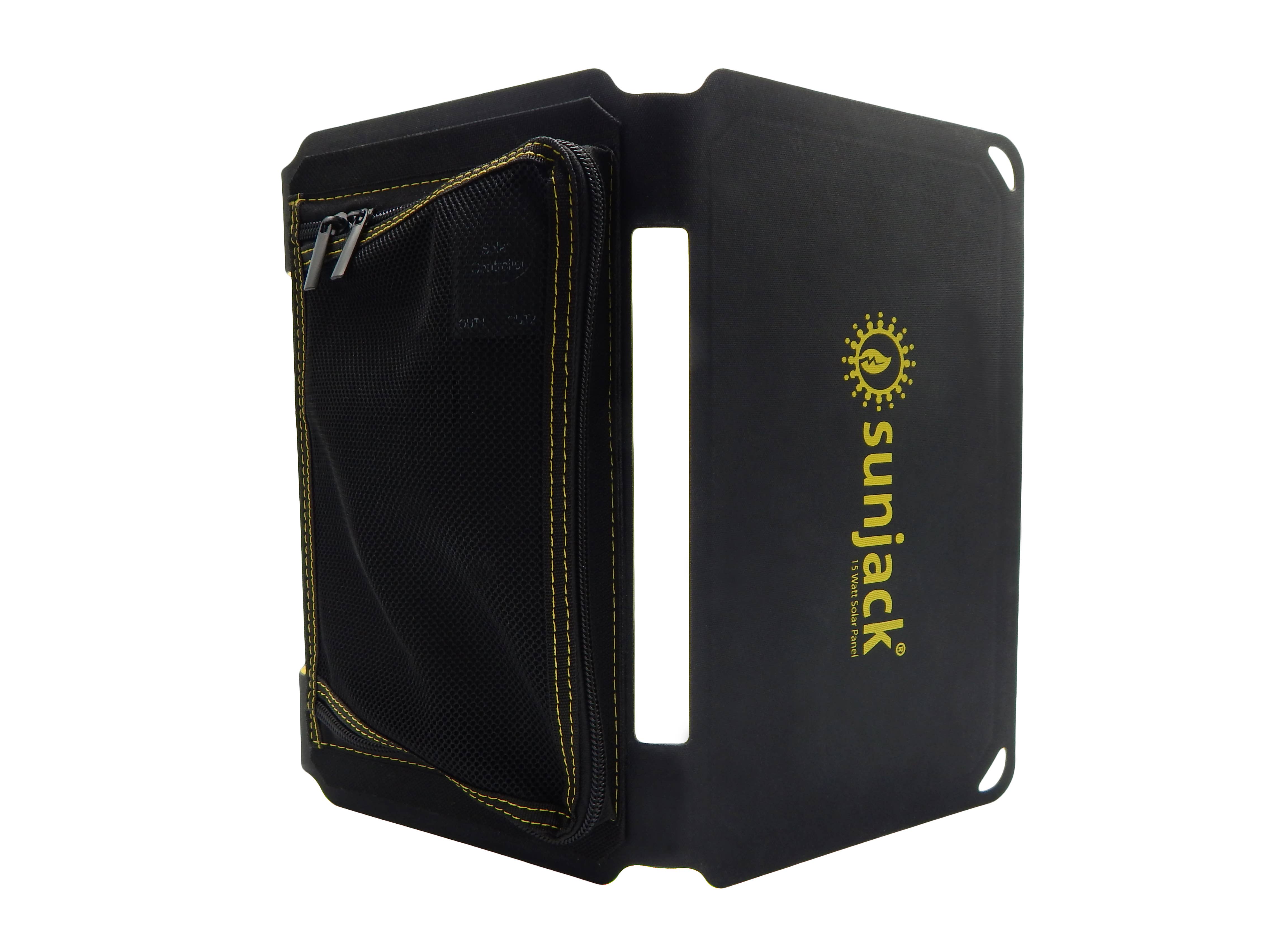 SunJack – Carregador portátil por atacado – Carregador de painel solar portátil SunJack 15W+10k mAh Powerbank2