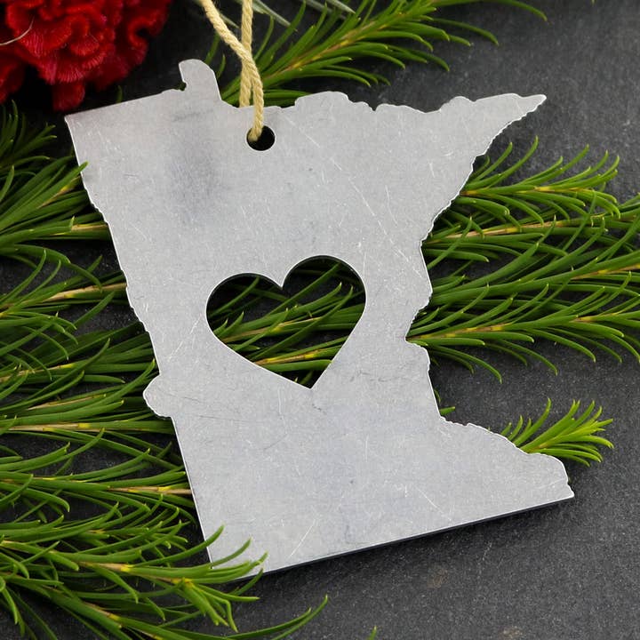 Minnesota State Metal Holiday Gift Christmas Ornament for wholesale by Iron Maid Art