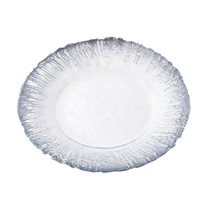 8 ”D uppsättning av 4 plattor med flashig Silver Design för wholesale av CLASSIC TOUCH DECOR INC.