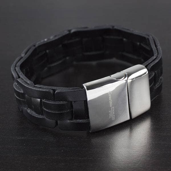 West Coast Jewelry - Wholesale Cuff Bracelet - Genuine Black Leather Cuff Bracelet2