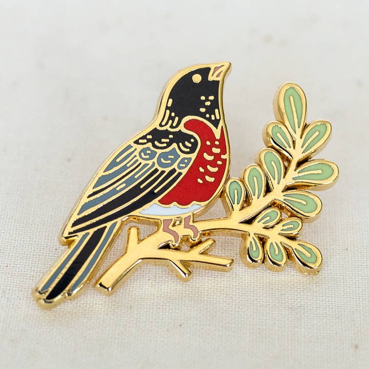 Robin Enamel Pin for wholesale by Wildship Studio