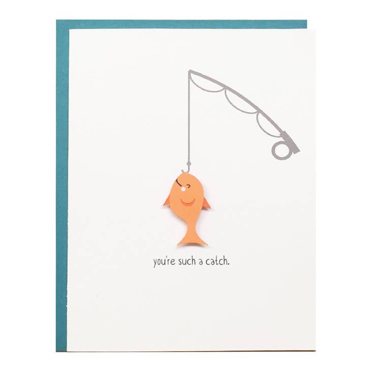 You're Such a Catch Card, Handmade Love Anniversary Card for wholesale by Pepper Pop