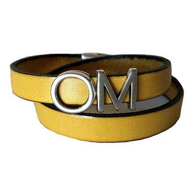 Goldgelb - OM Silber Lederarmband für den Großhandel von LIVE AHA