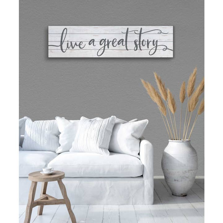 Kindred Hearts - Wholesale Sign - 40x10 Live A Great Story Slatted Sign1