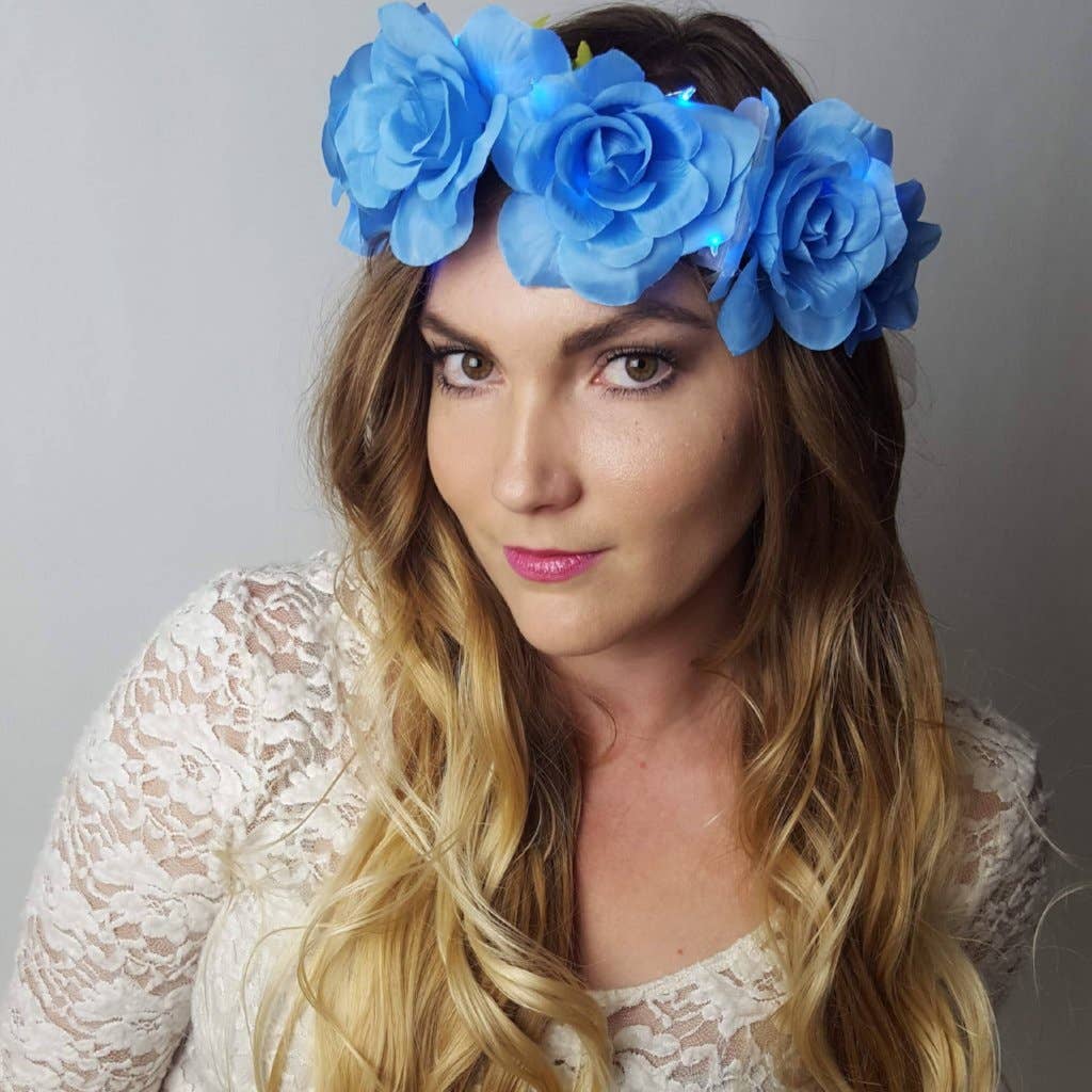 Little light lab - Wholesale Party Hat/Crown - Blue Light Up Rose Crown3