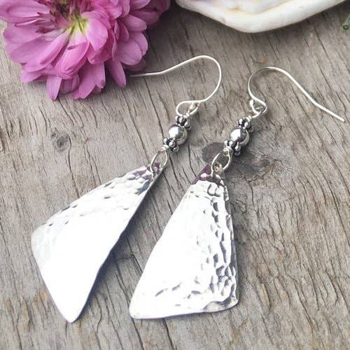 Right Angles Hammered Sterling Silver Earrings for wholesale by Simply Sterling Designs