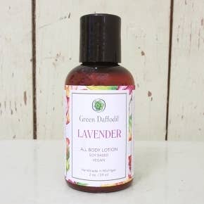 Lavender Mini Soy Lotion Bottle - Travel Size for wholesale by Green Daffodil Bath & Body