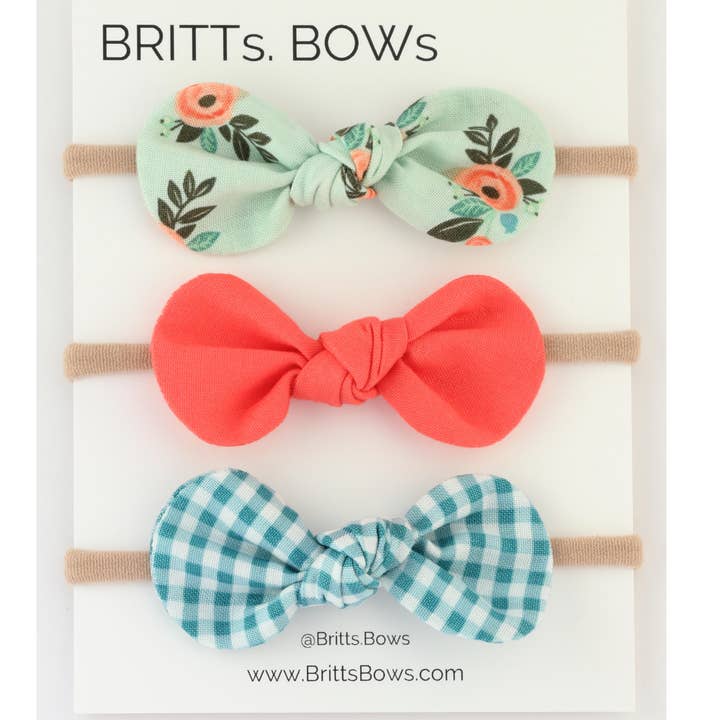 Mint Floral Baby Headband Set of 3 for wholesale by BRITTs. BOWs