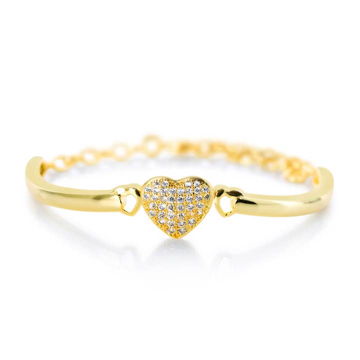 CZ Heart Adjustable Bangle for wholesale by Chanteur