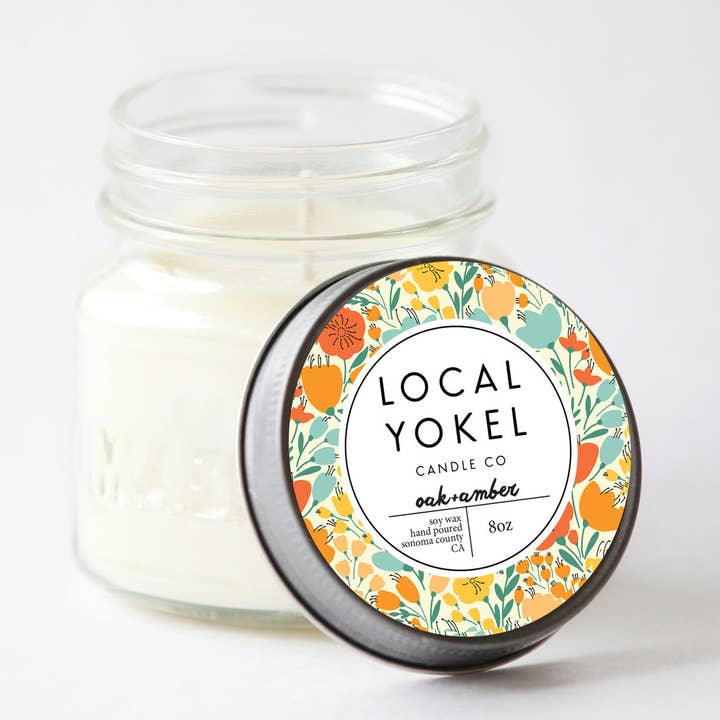 Eiche+Bernstein | 8oz Mason | Soja-Wachskerze | für den Großhandel von THE LOCAL YOKEL