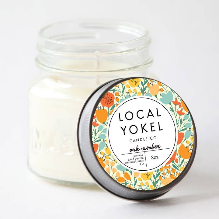 Chêne+Ambre | Mason 8oz | Bougie en cire de soja | pour la vente par THE LOCAL YOKEL