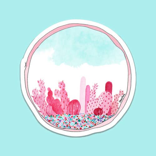 "Prickly In Pink" Sticker for wholesale by Paige Poppe Art