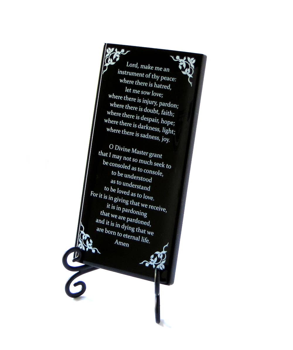 Lifeforce Glass, Inc. - Wholesale Plaque - Inspirational Glass Plaque - The Prayer Of St. Francis1
