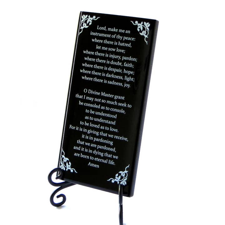 Lifeforce Glass, Inc. - Wholesale Plaque - Inspirational Glass Plaque - The Prayer Of St. Francis1