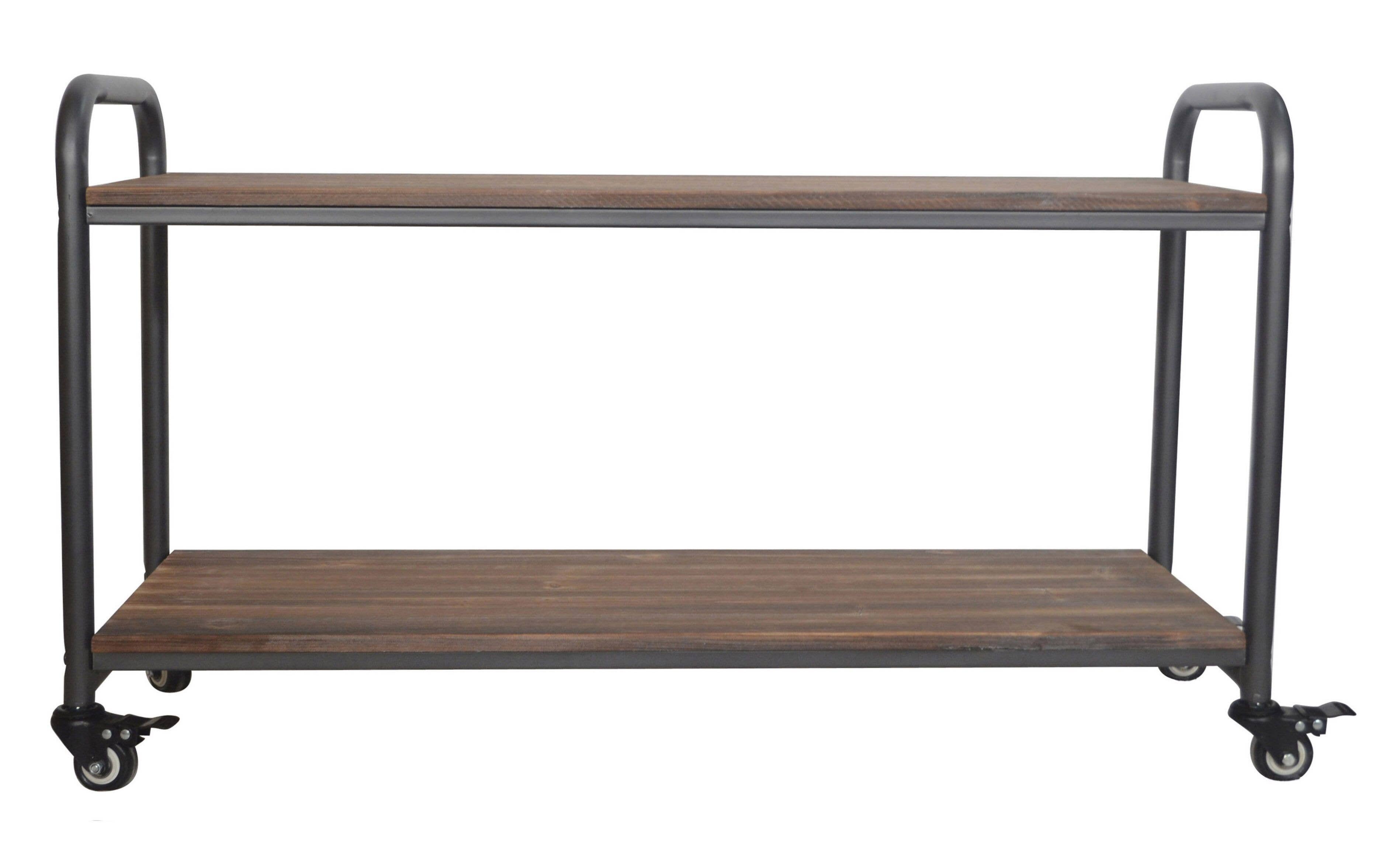 Cheungs Home Decor - Wholesale Free Standing Shelf - Lysan Tiered Wood Top Metal Frame Cart3