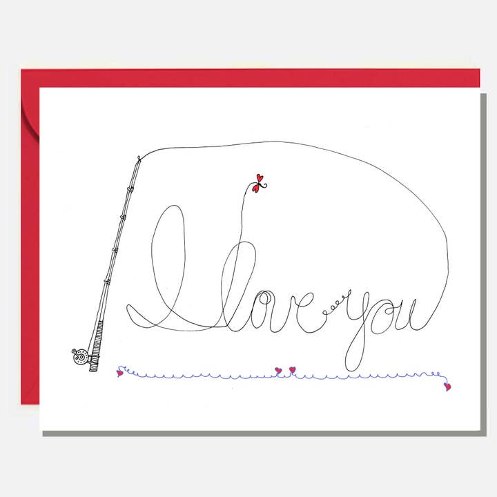 Rachelink Cards & Illustrations - Wholesale Love Card - Tie my Heart Fly Fishing Love Card