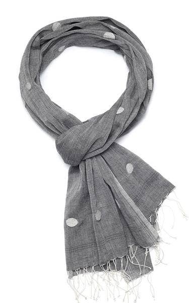 Indigo Handloom - Wholesale Scarf - Women's - Jamdani Dots - Grey1