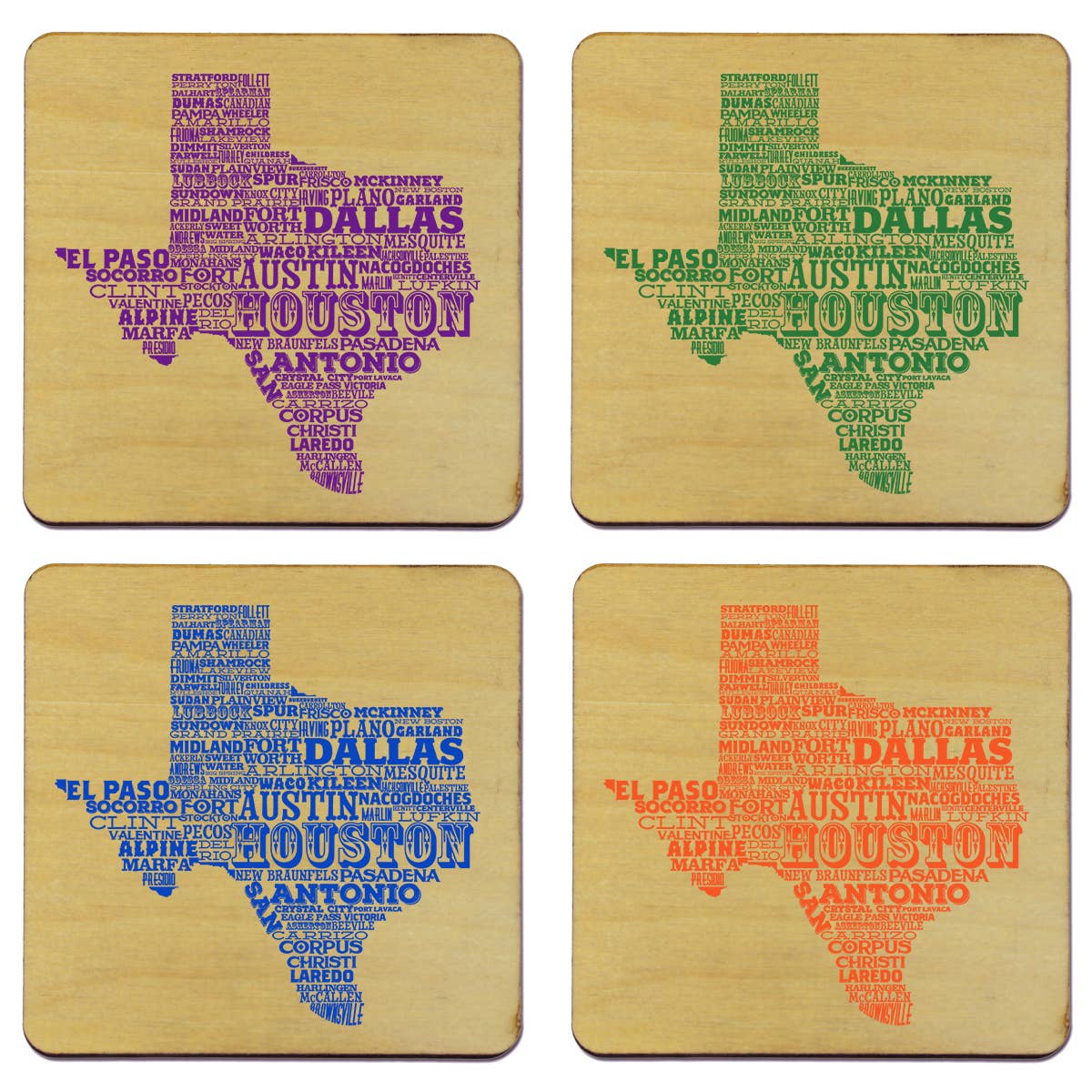 Torched Products - Wholesale Coasters - State Typography Coaster- Set of 444