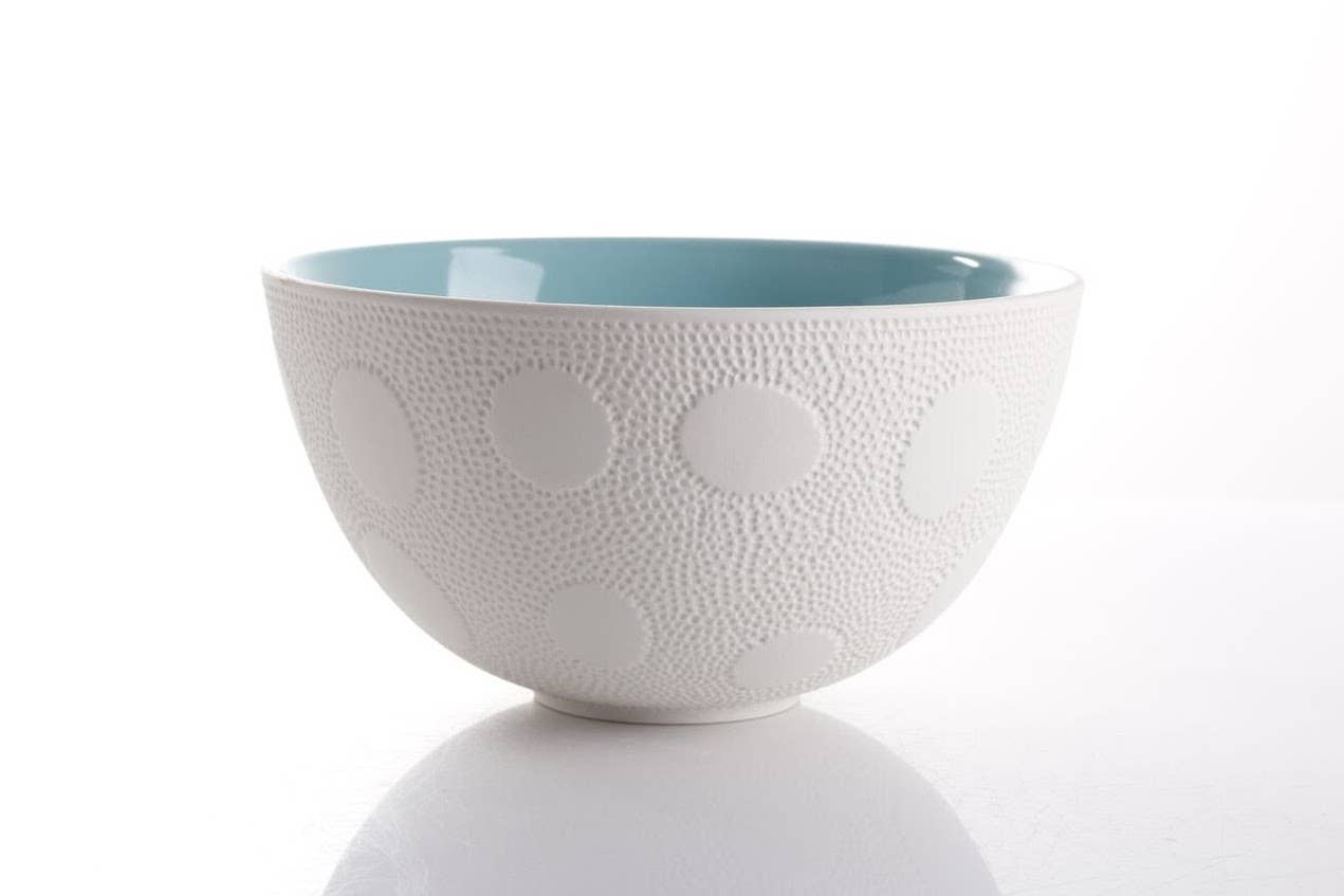 White Aqua Green Orange Nesting textured bowls - set of 3 for wholesale on Faire5