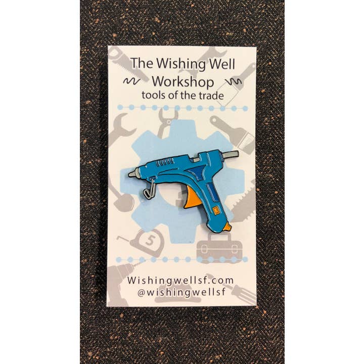 Hot Glue Gun Pin for wholesale by The Wishing Well Workshop