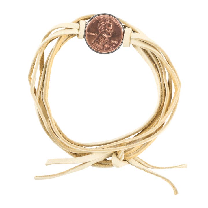 Good Luck Penny Leather Wrap Bracelet Buck for wholesale by Studio Penny Lane