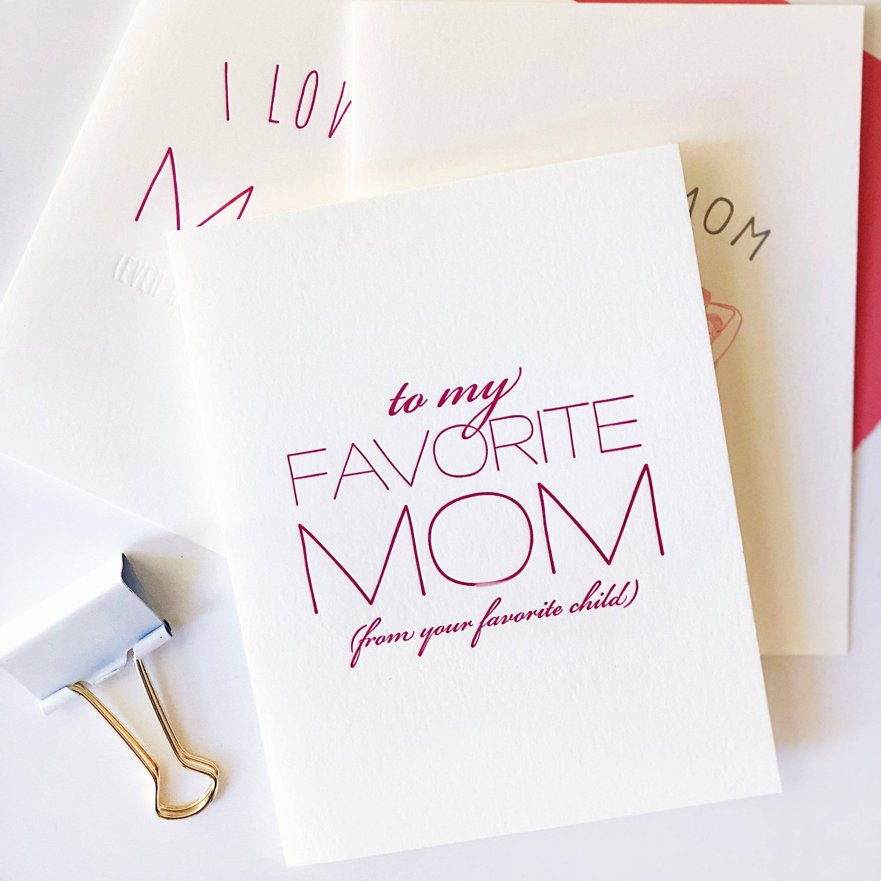 Steel Petal Press - Vente Carte pour la fête des Mères - Favorite Mom - Carte de vœux pour la fête des mères en typographie1