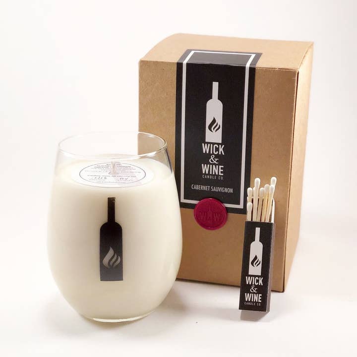 Coffret Cadeau Bougie Verre à Vin pour la vente par Wick & Wine Candle Co.