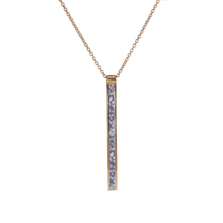 Denim Crushed Shell Mod Stick Neck for wholesale by Marionwild Jewelry