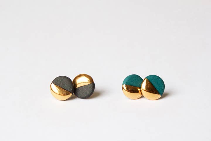 Small Gold Dipped Flat Circle Studs for wholesale by Mier Luo