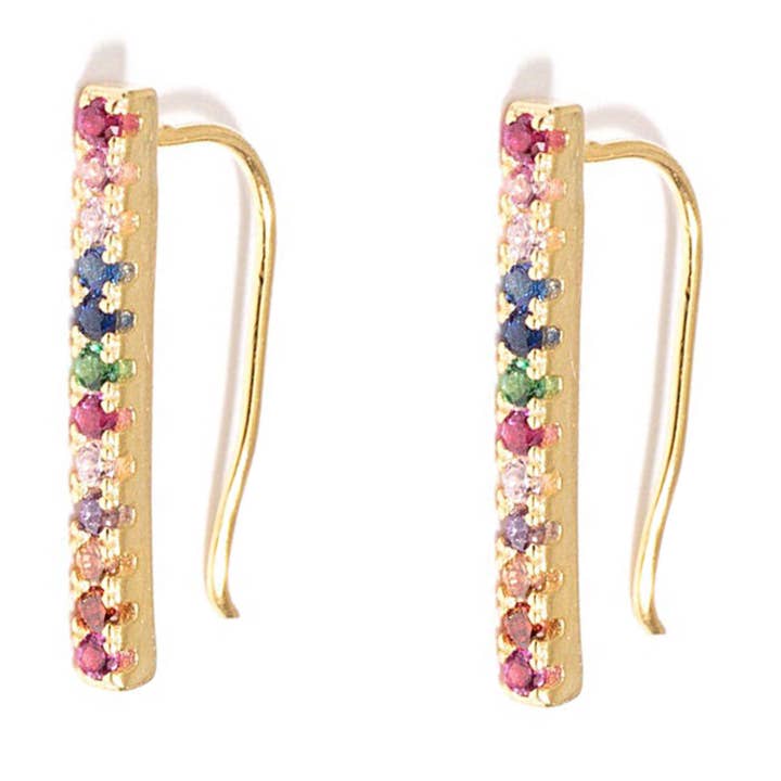 Rainbow Bar Ear Climbers for wholesale by KIKICHIC