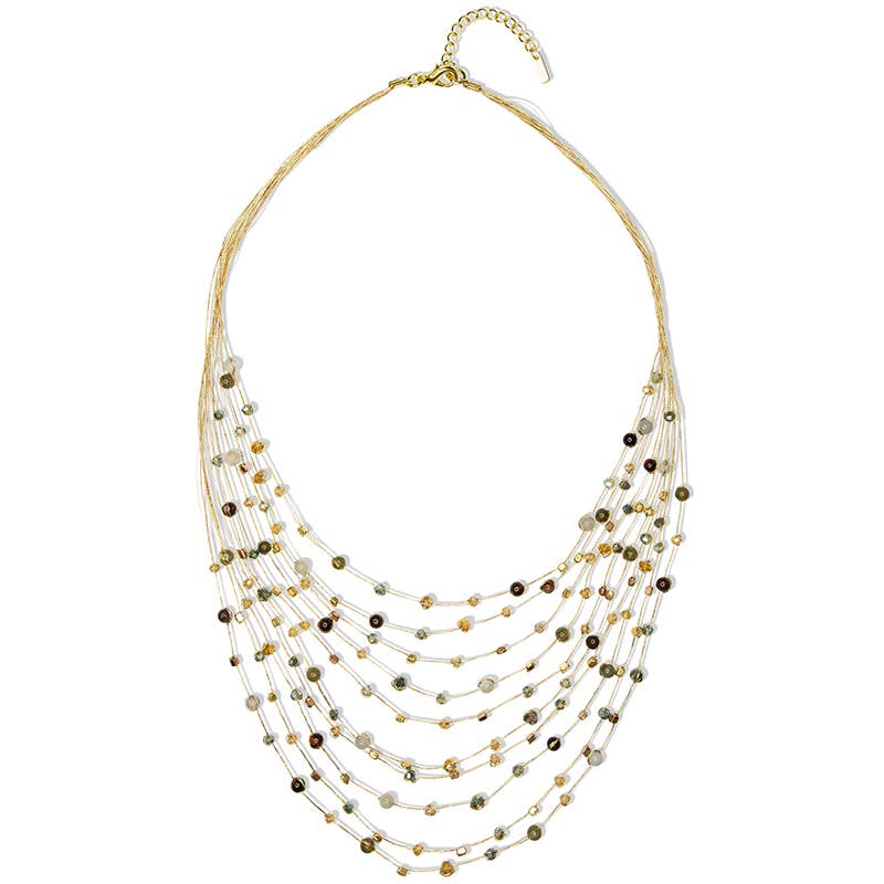 Marquet - Vente Collier de perles - Collier multibrins Reena en soie et perles - Pierre et cristal4