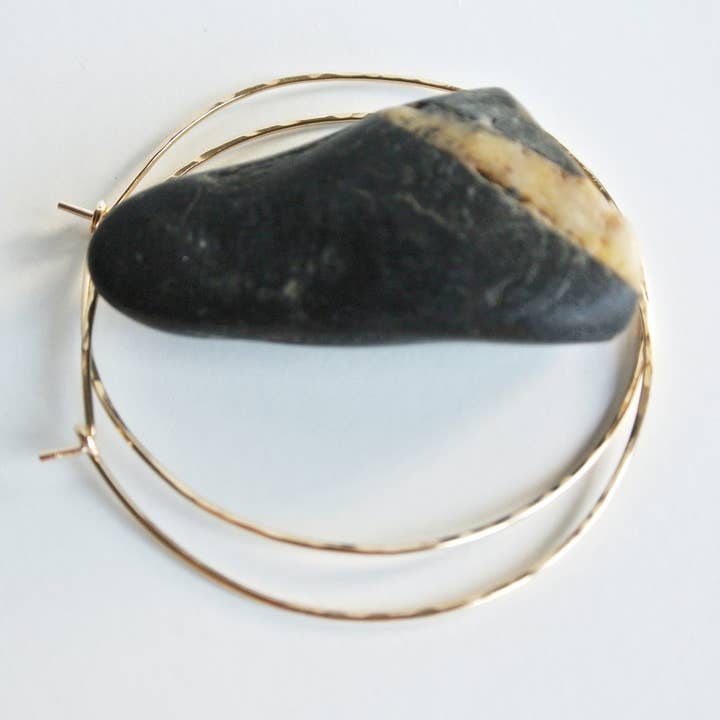 Textured Large Gold Hoops - 14kt Gold Filled for wholesale by The Pink Locket