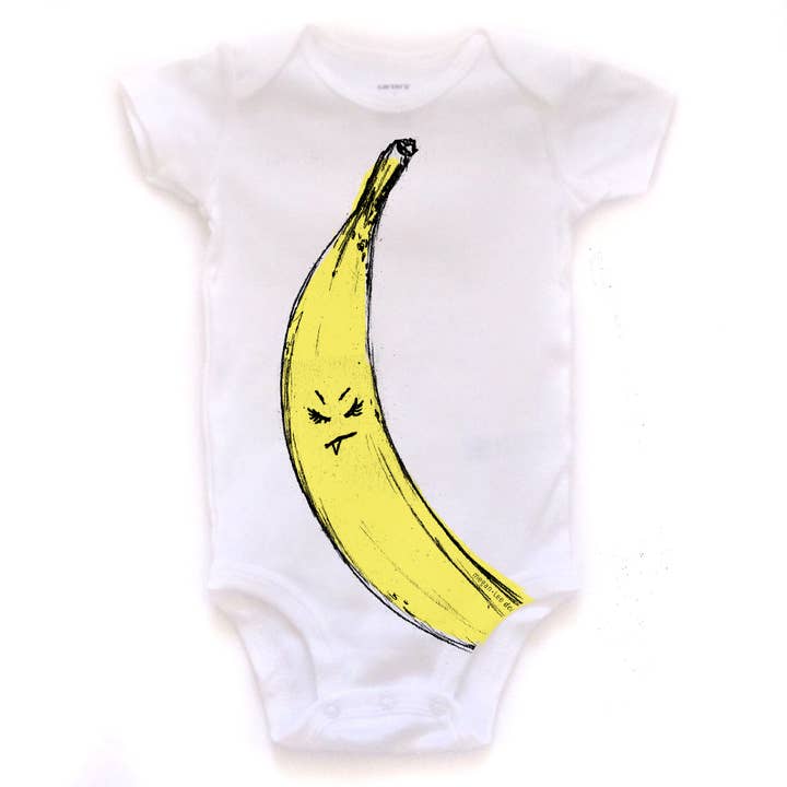 Snaggletooth-Banane: Baby-Body für den Großhandel von Megan Lee Designs